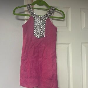 Barely worn Le Pink fancy dress with amazing rhinestone detail. Size 6.